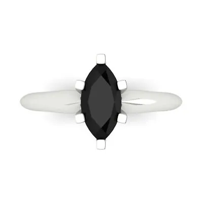 1.0ct Marquise Cut Natural Onyx Wedding Bridal Promise Ring Solid 14k White Gold • £269.98