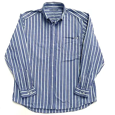RM Williams Mens Stockyard Button Up Long Sleeve Blue Green Striped Shirt 3XL • $49.95