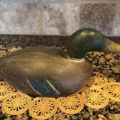 VINTAGE Glasseye Wooden Duck Decoy • $119