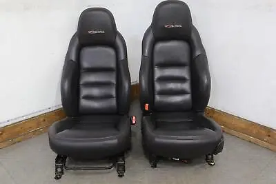 07-10 Chevy C6 Corvette Z06 Pair LH&RH Leather Bucket Seats (Ebony 193) Tested • $1150