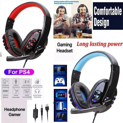 Gaming Headset Wired With Microphone Headphones For PC Laptop PS4 PS5 XBOX ONE • $25.57