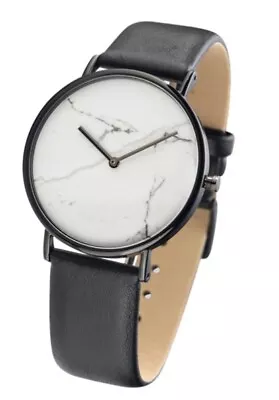 The Horse Watch Rrp$150 Brand New “stone” Black Leather - White Marble Face C2 • $18.18
