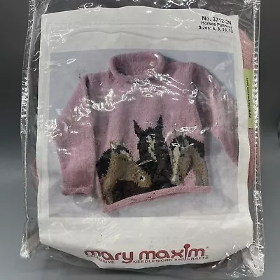 Mary Maxim Needlework & Crafts No. 3712-3N Knit Horses Pullover Sweater • $24.99