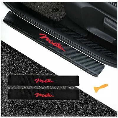 2 * Carbon Fiber Leather Sticker Car Door Sill Protector For Mazda Miata New Red • $10.99
