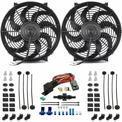 Dual 14-15 Inch 130w Electric Cooling Fan 6an In-line 180f Thermostat Switch Kit • $109.95