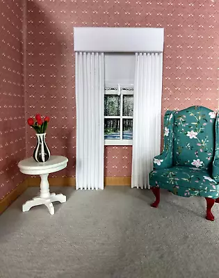 Solid White Dollhouse Curtains With Shade 1:12 Scale • $14.95