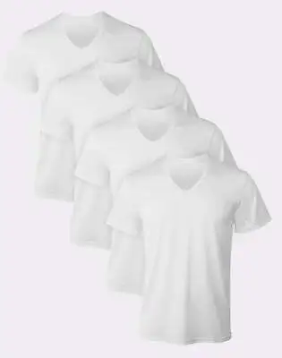 $24 • Buy Hanes V-Neck Undershirt 4-Pack T-Shirt Short Sleeve Ultimate Men's X-Temp Mesh