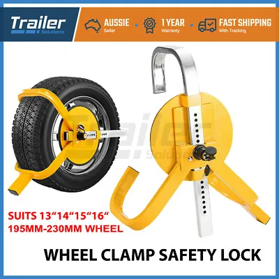 Wheel Defender Lock Clamp 13  - 16  Car Caravan Trailer 195mm-230mm Heavy Duty • $58.85