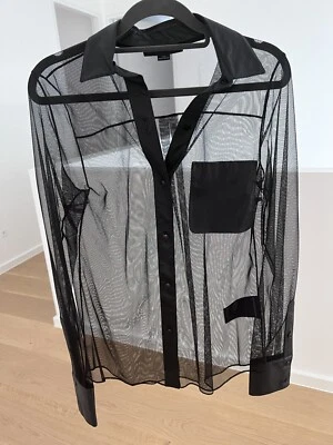 $100 • Buy Brand New Alexander Wang Black Tulle Mesh Leather Shirt Sz2 AU8