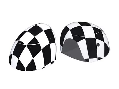 Checkered Side View Mirror Cover W Light For MINI Cooper F54 F55 F56 F60 14-19 • $49.59