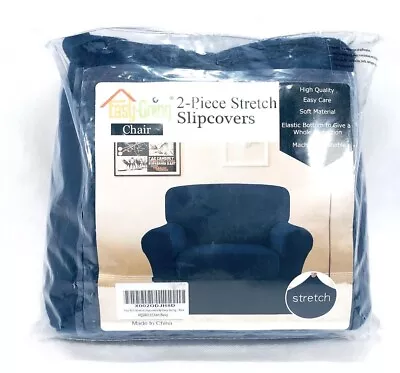 Easy-Going 2 Pieces Microfiber Stretch Chair Slipcover Spandex Fitted. Navy • $21.59