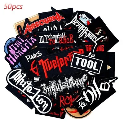 50Pcs/Lot Heavy Metal Rock Punk Band Embroidered Patches For Battle Jackets Vest • $33.73