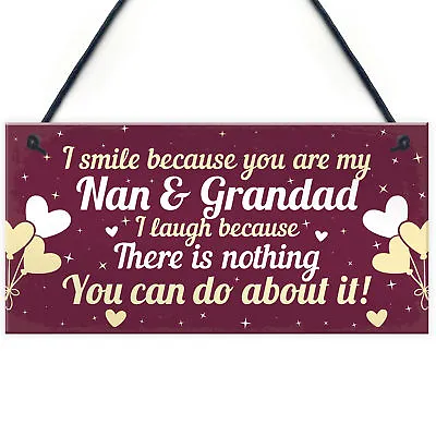 £3.99 • Buy Funny Nan And Grandad Gift Plaque Novelty Grandparents Gift From Grandchildren
