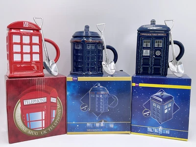 £26.99 • Buy Doctor Who Public Call Police Box Mug With Lid Coffee Rare Blue Red Tardis Cup