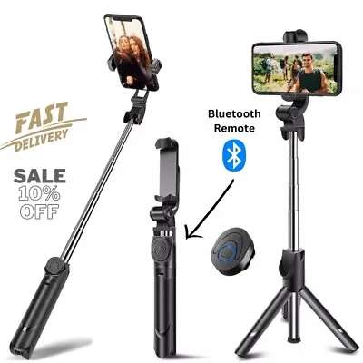 £8.79 • Buy Flexible Tripod Selfie Stick With Bluetooth Remote Holder StandFor Mobile Phone