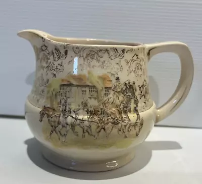 Vintage Rare 1930s Tunstall Gold Chintz Milk Jug Horse & Cart Scene • $32.99