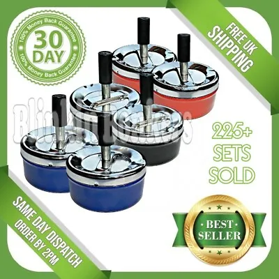 £7.69 • Buy 2 Spinning Ash Tray Push Down Rotating Metal No Mess Cigarette Smoke Ashtray Uk
