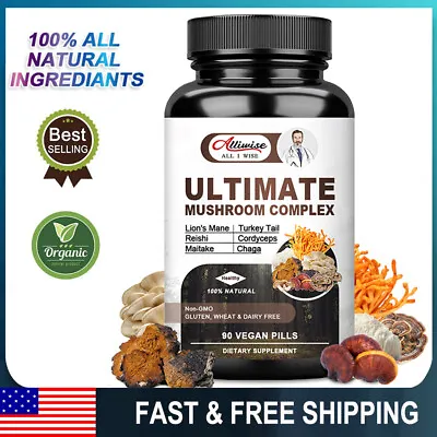 Ultimate Mushroom Complex Supplement Lions Mane Reishi Shiitake 90 Capsules • $13.98