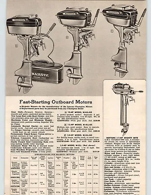 1955 PAPER AD Majestic Outboard Motor 15 7.5 5.5 3.5 HP Neptune Mighty Mite 1.7 • $14.98