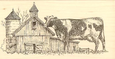 Country Cow Barn Farm Wood Mounted Rubber Stamp IMPRESSION OBSESSION F1326 New • $18.66