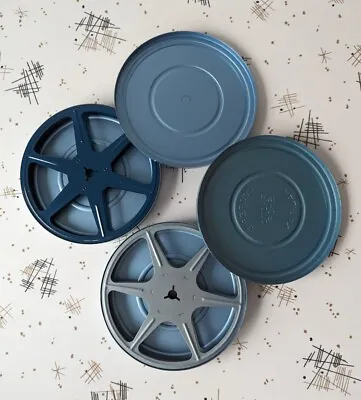 2 Vintage 5  Empty Blue Metal Film Reels & Canisters Cooper's Photo Shop Halifax • $16.19