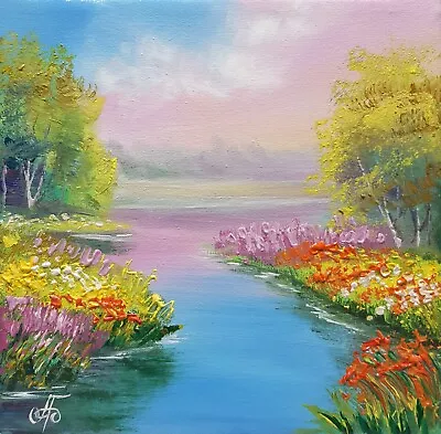 Still Summer Morning Original Oil Painting Signed Ukraine Artist Landscape • $39.95