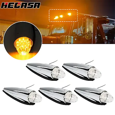 5x Clear/Amber 17 LED Torpedo Cab Marker Roof Light For Peterbilt Kenworth Mack • $62