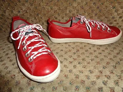 Vtg Camper Full Grain True Red Leather Sneaker Athletic Shoes--hoops Imar--6  36 • £38.61