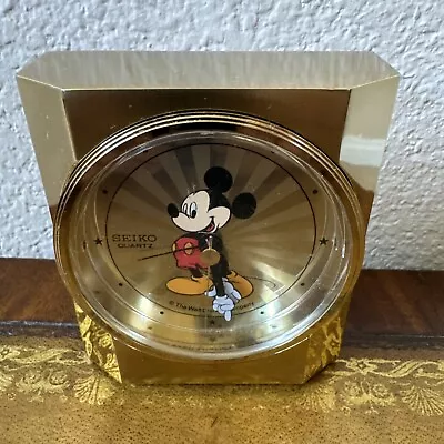 Disney Mickey Mouse Brass Seiko Quartz Desk Clock W/alarm  Working • $49.99