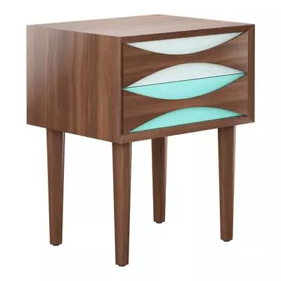 Aron Living 19.7  Mid-Century Wood Vodder Nightstand In Walnut • $526.99