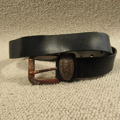 Ross Leather Belt 32 80 Black Solid Handmade Saddle Vintage 7128 • £39.97