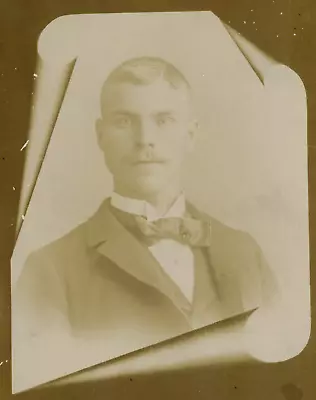 Antique Photo Memorial Cabinet Card YOUNG MAN W MUSTACHE BOSWORTH SPRINGFIELD MA • $8.95