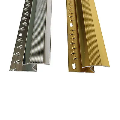 Z Edge Carpet Metal To Tile Laminate Wood Door Bar Trim Threshold Brass / Silver • £6.79