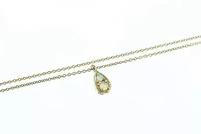 14K Opal Vintage Tear Drop Vintage Chain Necklace 14.5  Yellow Gold *29 • $199.95