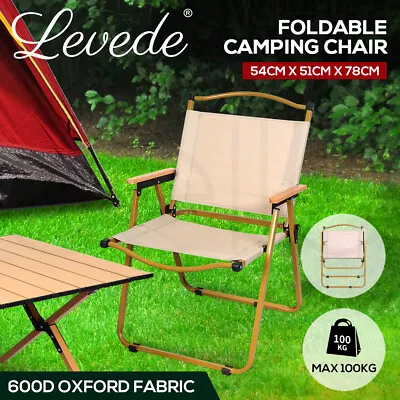 Levede Camping Chair Folding Outdoor Portable Foldable Fish Chairs Beach Picnic • $39.99
