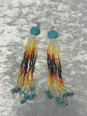 Handmade Beaded Native American Inspired Large  Earrings L-15; W-2cm • £14.99