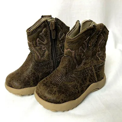 $14.99 • Buy Roper Infant Cowboy Boots Sz. 2 Newborn Brown Side Zip