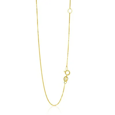 14k Yellow Gold Adjustable Box Chain 0.6mm  Width 18 -20  Inch Length Necklace • $158.37