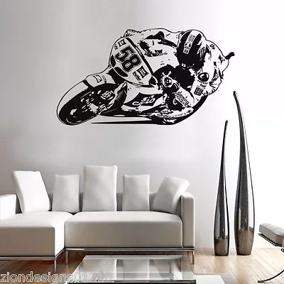 MARCO SIMONCELLI 58  WALL ART 04 Motorcycle Racer Decal Graphic Adhesive UNIQUE • $24.22