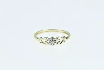 10K Diamond Inset Flower Vintage Promise Ring Yellow Gold *90 • $99.95