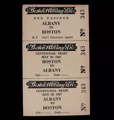 Vtg Boston & Albany Railroad Centennial Train Ticket May 20 1967 Rare Ephemera • $9.99
