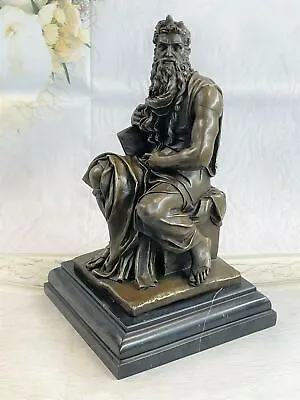 Bronze Marble Statue Moses Bust Jewish Christian Art Deco Religious Figurine NR • $299