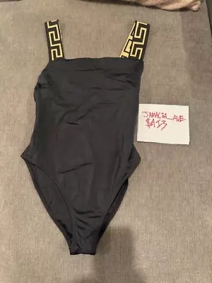 Versace Square-Neck Greca-Strap One-Piece Swimsuit Sz 3 US M • $268.99