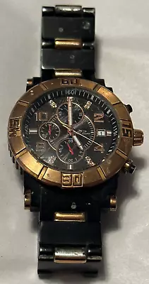 $29.99 • Buy Daniel Steiger Chronograph Mens Black And Gold Wristwatch Model DS 5009M *AS-IS*