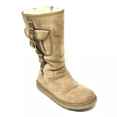 Women's Ugg Australia Retro Cargo Snow Boots Winter Shoes Size 8 Brown Sheepskin • $79.47