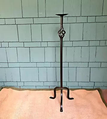 Vtg Large Twisted Brown Wrought Iron Free Standing Candle Holder 35  Tall Boho • $70