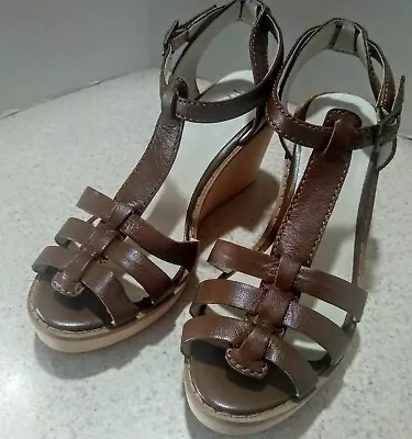 J Jill Womens Size 6 Beige Brown Platform Sandals Strappy Ankle Spring Open Toe • $12.95