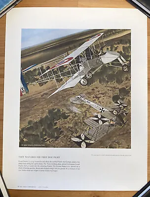 Vtg 1962 VOISIN BOMBER Military Airplane Dog Fight MERV CORNING Litho Print 60s! • $19.99