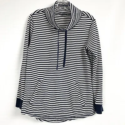 J Crew Mercantile Womens Medium Sweatshirt Tunic Top Navy White Stripe Nautical • $19.59