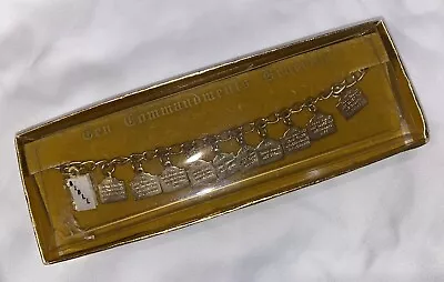 Vintage Child’s Gold Tone Ten Commandments Bible Charm Bracelet 6.25” NOS EVC • $19.99